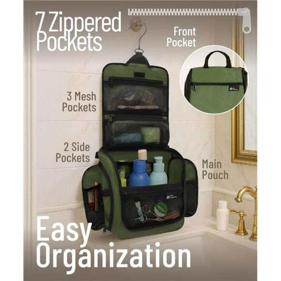 Hanging Travel Toiletry Bag Large Organizer with Hook for Makeup and Toiletries - Picture 2 of 7